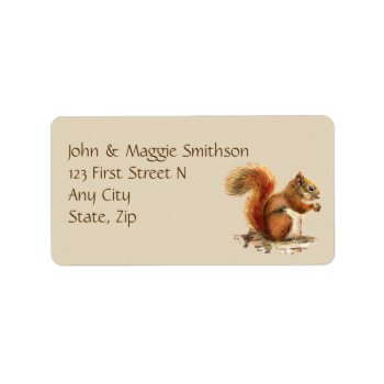 Watercolor Squirrel  Animal Nature Address Label by countrymousestudio at Zazzle