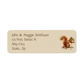 Watercolor Squirrel, Animal Nature Address Label