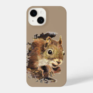 Watercolor Squirrel Curious Peeking out Animal Art iPhone 14 Case
