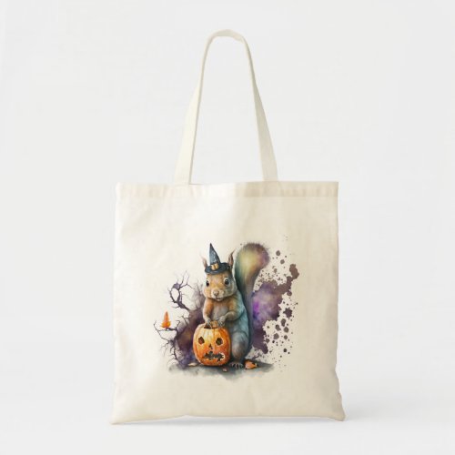 Watercolor Squirrel Halloween Tote Bag