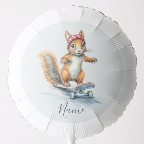 Watercolor Squirrel Skateboard Balloon