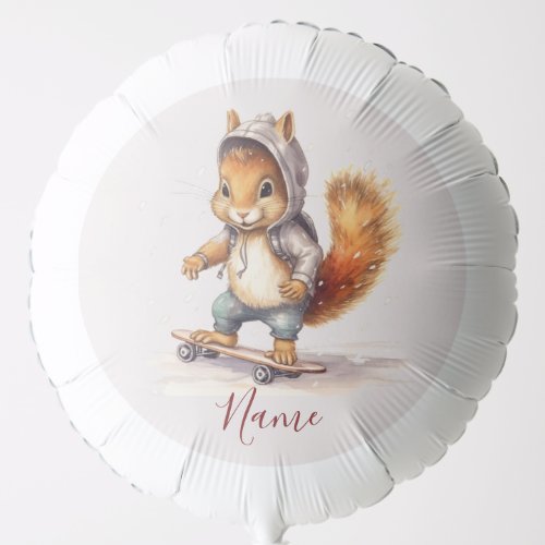  Watercolor Squirrel Snowboard Balloon