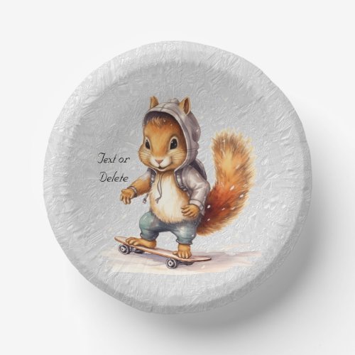 Watercolor Squirrel Snowboard Paper Bowl