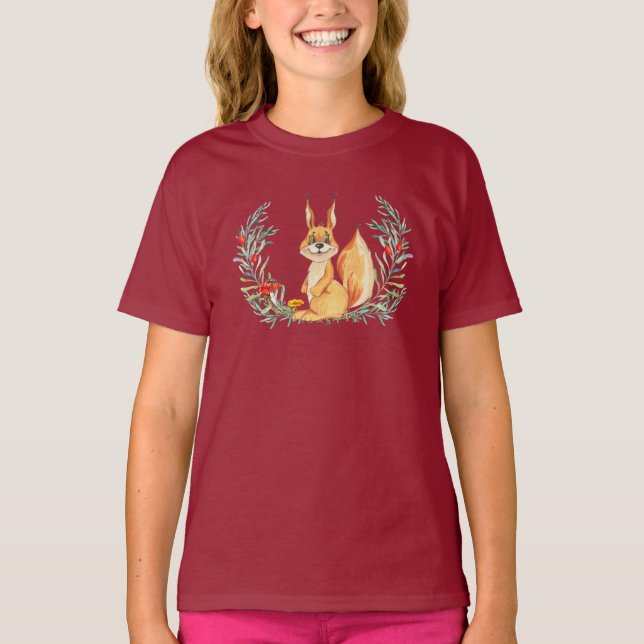 Watercolor Squirrel  T-Shirt (Front)