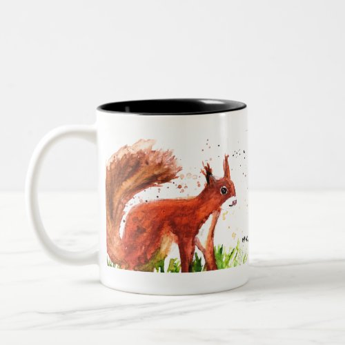 Watercolor squirrel woodland animals rustic forest Two_Tone coffee mug