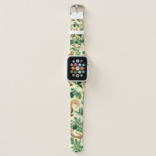 Watercolor squirrels oak seamless pattern apple watch band