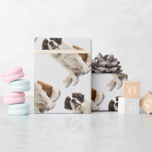 Watercolor St. Bernard Dog Pet Animal Fun Art Wrapping Paper