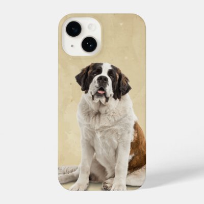 Watercolor St Bernard Dog Pet Animal Nature Art iPhone 14 Case