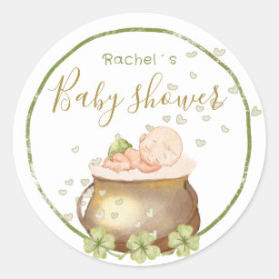 watercolor st patrick baby shower classic round sticker