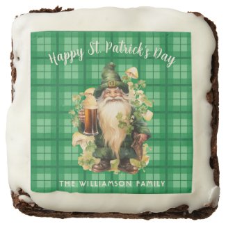 Watercolor St Patrick's Day Gnome Drinking Beer 
