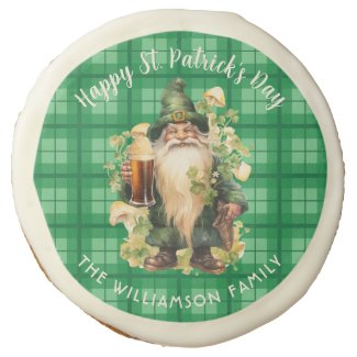 Watercolor St Patrick's Day Gnome Drinking Beer 