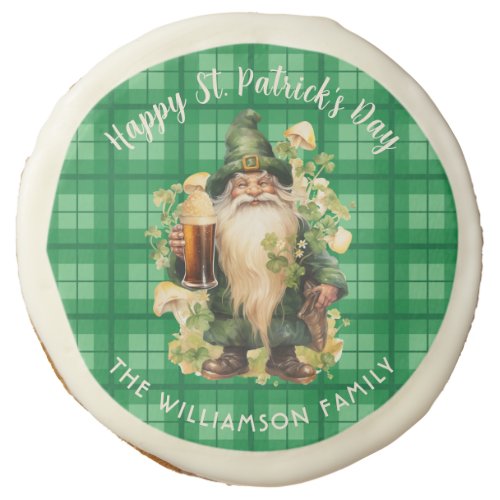 Watercolor St Patricks Day Gnome Drinking Beer  Sugar Cookie