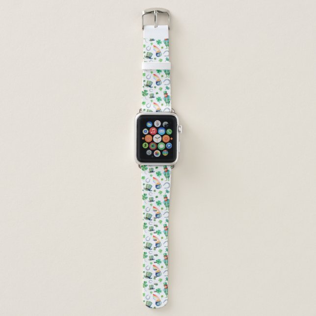 Watercolor St. Patrick's Day Pattern Apple Watch Band (Front)