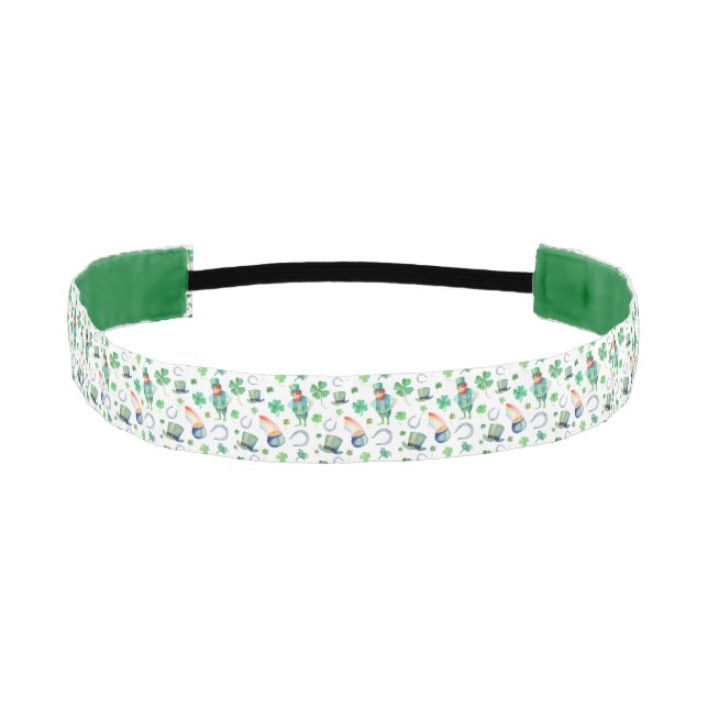 Watercolor St. Patrick's Day Pattern Athletic Headband (Front)