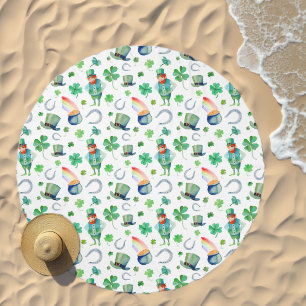 Watercolor St. Patrick's Day Pattern Beach Towel