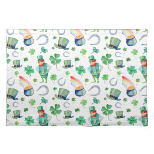 Watercolor St. Patrick's Day Pattern Cloth Placemat