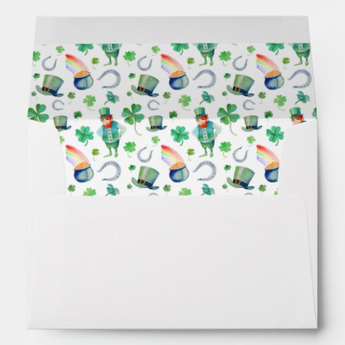 Watercolor St Patricks Day Pattern Envelope