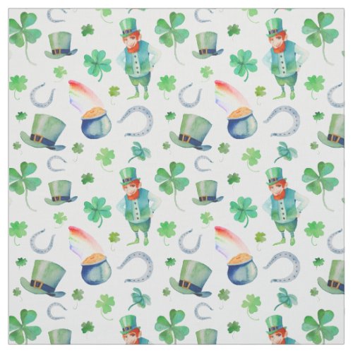 Watercolor St Patricks Day Pattern Fabric