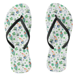 Watercolor St. Patrick's Day Pattern Flip Flops