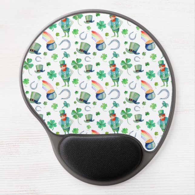 Watercolor St. Patrick's Day Pattern Gel Mouse Pad (Front)
