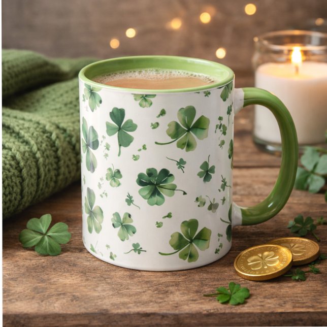 Watercolor St. Patrick's Day Pattern Giant Mug (Creator Uploaded)