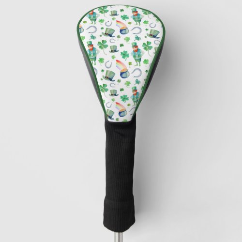 Watercolor St Patricks Day Pattern Golf Head Cover