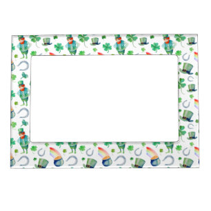 Watercolor St. Patrick's Day Pattern Magnetic Frame