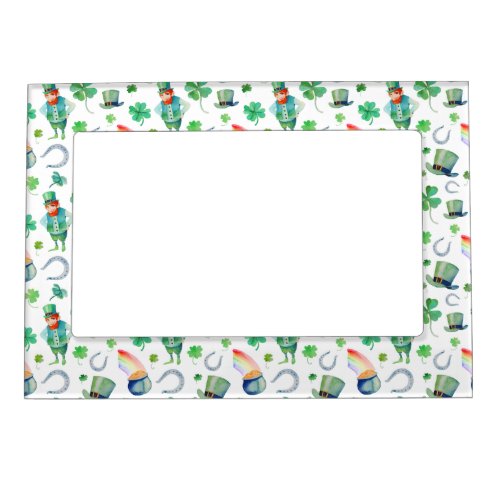 Watercolor St Patricks Day Pattern Magnetic Frame