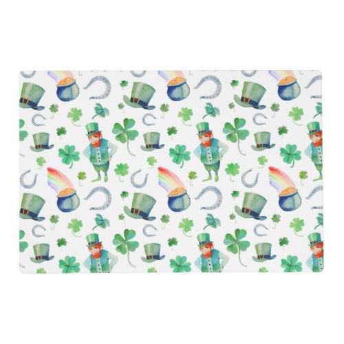Watercolor St Patricks Day Pattern Placemat