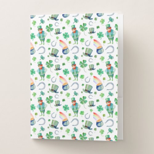 Watercolor St Patricks Day Pattern Pocket Folder
