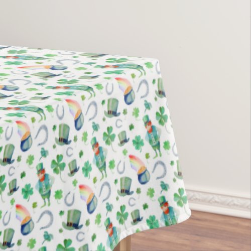 Watercolor St Patricks Day Pattern Tablecloth
