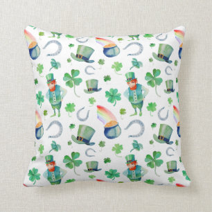 Watercolor St. Patrick's Day Pattern Throw Pillow