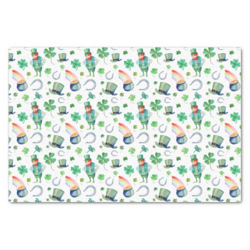 Watercolor St Patricks Day Pattern Tissue Paper