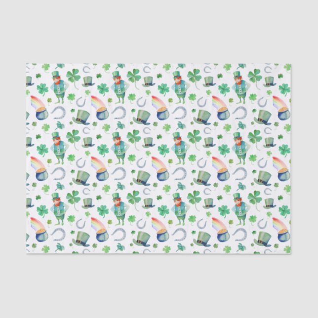 Watercolor St. Patrick's Day Pattern Tissue Paper (Front)