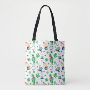 Watercolor St. Patrick's Day Pattern Tote Bag