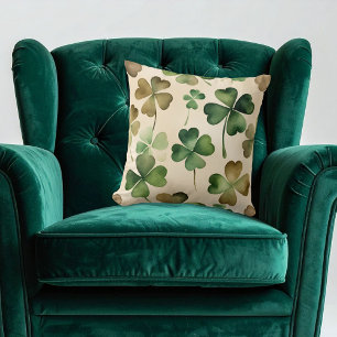 \Watercolor St Patricks Day Shamrock Throw Pillow