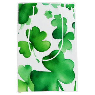Watercolor St Patricks day Wrapping Paper (3) Medium Gift Bag