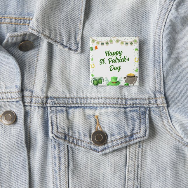 Watercolor St Patricks Party Button (In Situ)