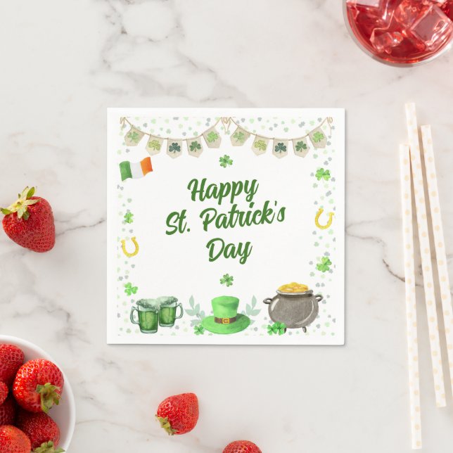 Watercolor St Patricks Party Napkins (Insitu)