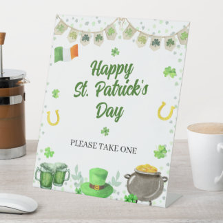 Watercolor St Patricks Party Pedestal Sign