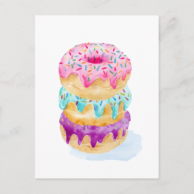 Watercolor stack of donuts postcard (Front)