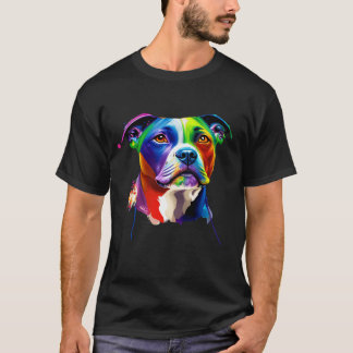 Watercolor StaffordShire Bull Terrier Dog Men Wome T-Shirt
