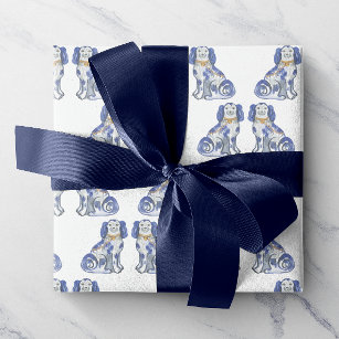 Blue Chinoiserie Toile Gift Wrap Paper – Initial Offerings