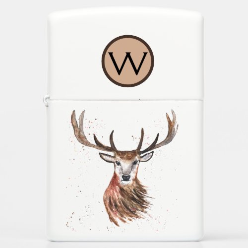  Watercolor Stag Deer Animals Monogram wildlife  Zippo Lighter