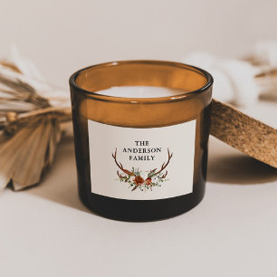 watercolor stag floral terracotta modern elegant rectangular sticker