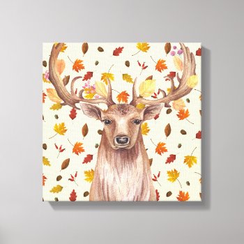 Watercolor Stag Of Autumn Canvas Print by ArtbyAngela at Zazzle