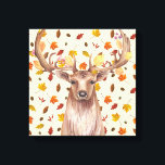 Watercolor Stag of Autumn Canvas Print<br><div class="desc">Majestic stag portrait watercolor illustration on Autumn leaves background</div>