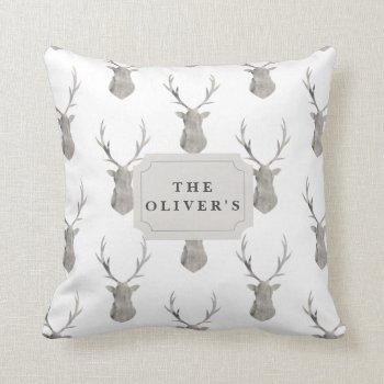 Watercolor Stag Throw Pillow by Stacy_Cooke_Art at Zazzle