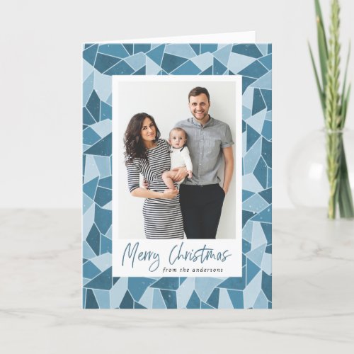 Watercolor Stained Glass Merry Christmas Photo Holiday Card