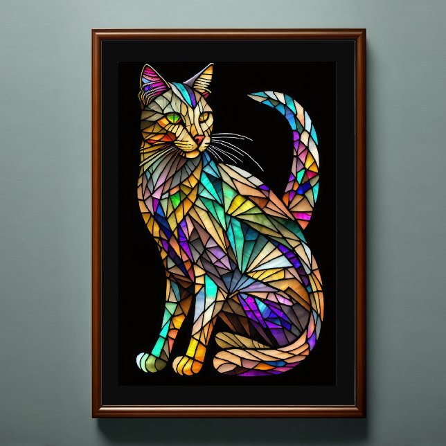 Watercolor Stained Glass Style Cat 2:3 Poster (Creator Uploaded)